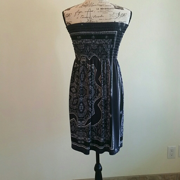 Flowy strapless summer blue dress - Picture 2 of 4